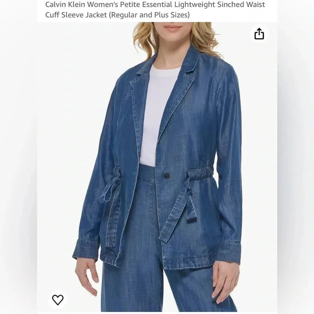 Calvin Klein Women's Petite Lightweight Denim Jacket in Blue